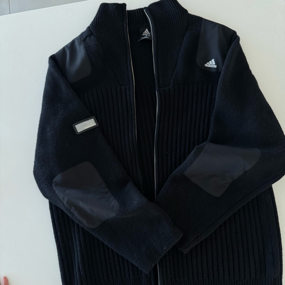 Adidas wool Men's Black Zip-Up Sweater sz xl. Pit to pit is 24”.